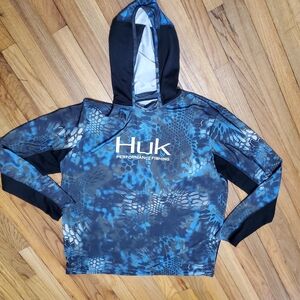 Huk Performance Fishing Hoodie Kryptek Camo Long Sleeve Sun Shirt Mens XL